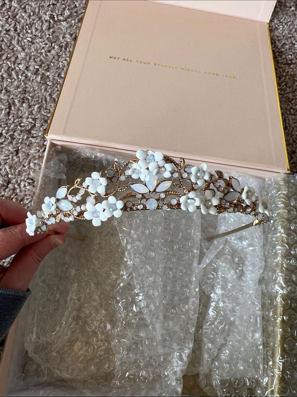 Twigs & Honey Bridal Tiara - Gold, White, Light Blue — image 8 of 8